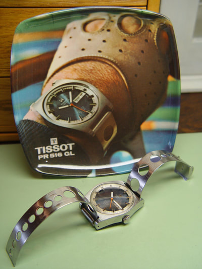 Tissot PR516 with st. steel rally bracelet and advertising plate