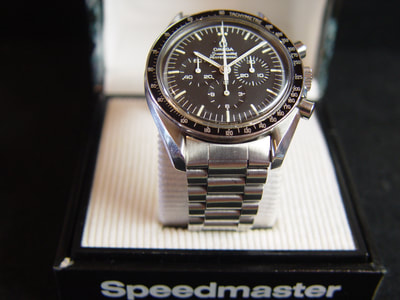 Omega Speedmaster 145.022 w Moon crater box for sale