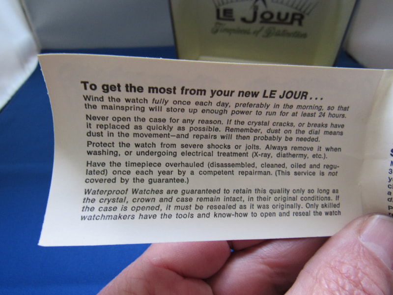 Vintage Le Jour instructions & warranty card