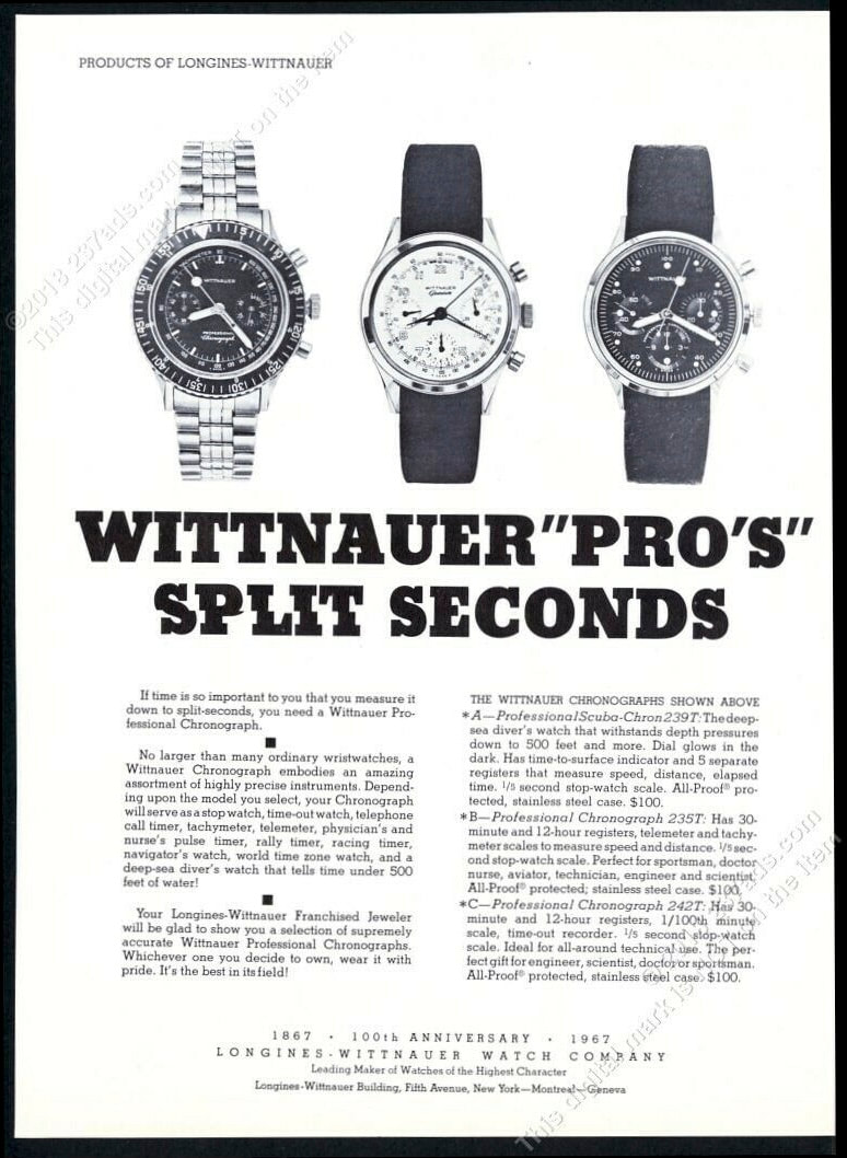 Wittnauer Pro's advertisement from 1967