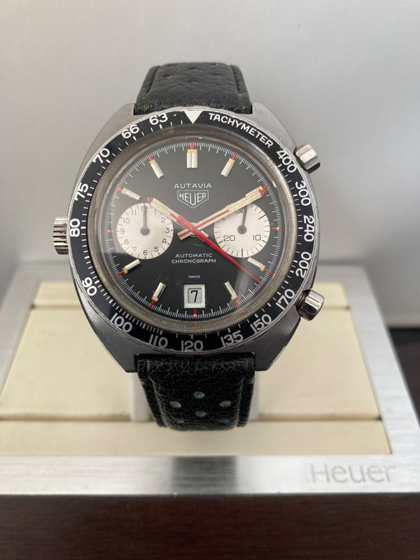 Vintage heuer autavia 1163  for sale with corfam and buckle