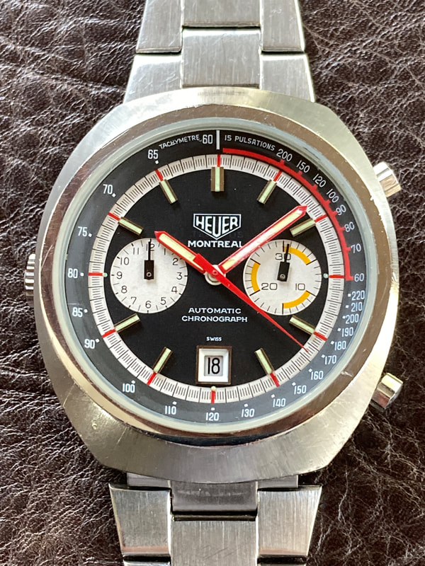 1972 Heuer black dial Montreal Automatic Chronograph for sale